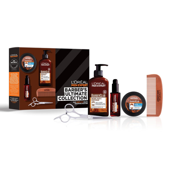 L’Oréal Paris Men Expert Barber’s Ultimate Collection Giftset for Men, Beard, Face & Hair Wash 200ml, Beard & Skin Oil 30ml & Matt Molding Clay 75ml, Barber Club Trio With Cedarwood Essential Oil - Gift Guide