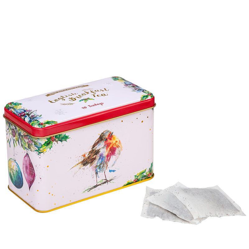 New English Teas Christmas Robin Tea Tin with 40 English Breakfast Teabags - Gift Guide