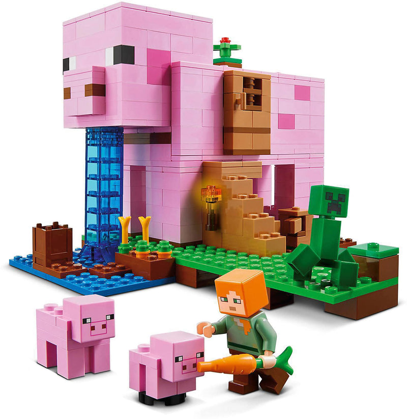 LEGO 21170 Minecraft The Pig House, with Alex, Creeper and 2 Pig Figures, Animal Building Toy, Birthday Gift Idea for Kids, Boys & Girls Aged 8 Plus Years Old