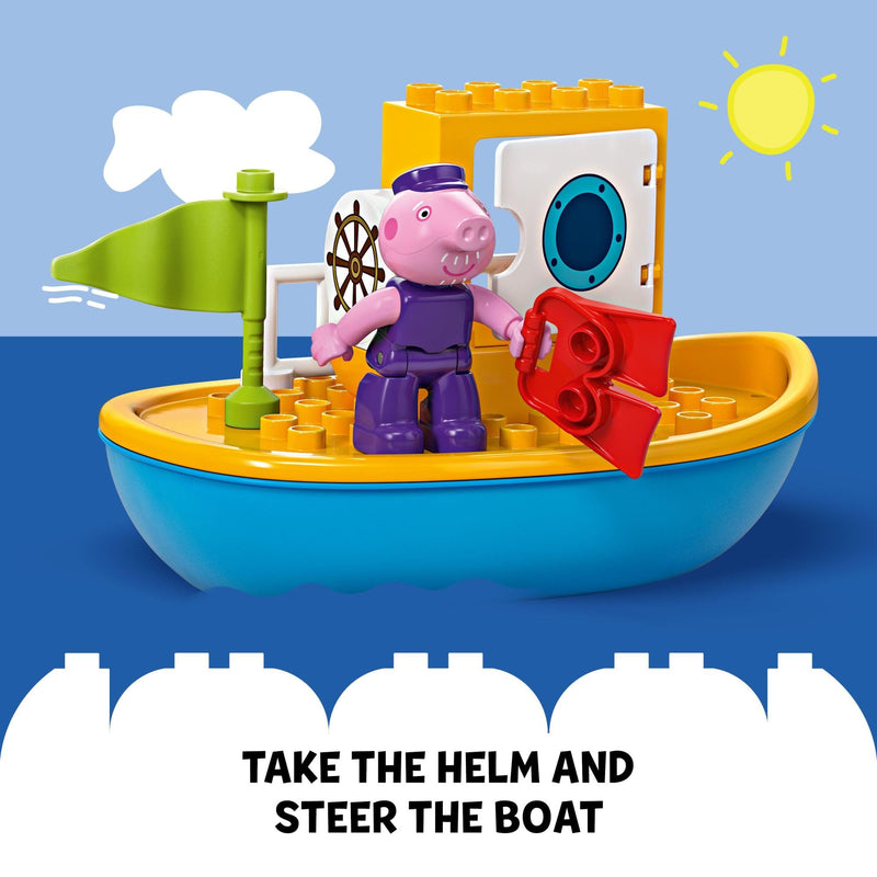 LEGO DUPLO Peppa Pig Boat Trip Bath Toy, Building Block Learning Set for Preschool Kids with 2 Peppa Pig Figures Included, Water Toy Gift Idea for Toddlers Ages 2 and Up, 10432