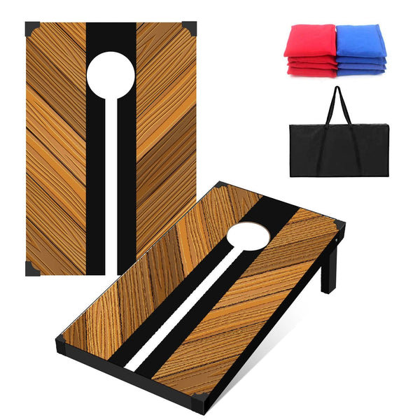 Corn Holes Outdoor Game Set: Cornhole Set Tailgate Size with 8 Corn Hole Bean Bags, MDF Wood Cornhole Boards Set for Lawn Barkyard Family Friends Party (Color F)