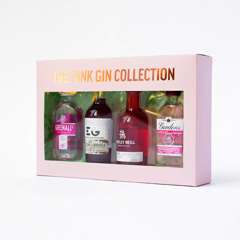 Pink Gin Gift Set - Christmas Gifts for Women, 4x5cl Whitley Neill Raspberry, Gordons Pink Gin, Edinburgh Plum & Vanilla, The Lakes Rhubarb & Rosehip Flavoured Gin Liqueurs - Womens Gifts, Birthday