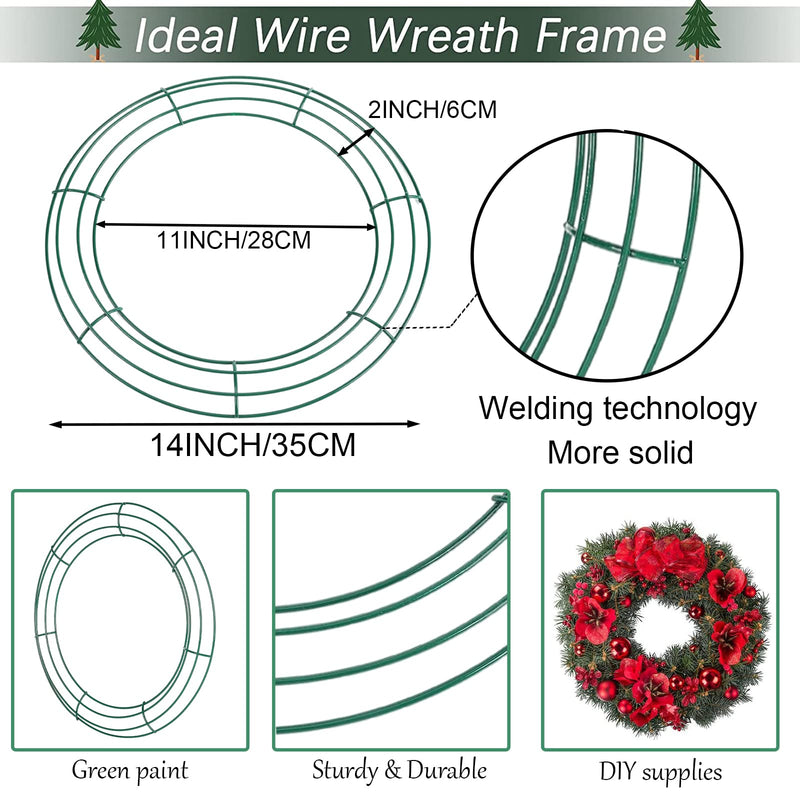 4 Pack Christmas Wire Wreath Rings 14 inch Metal Wreath Frame - 35cm Large Round Wire Wreath Frame for Christmas Wreath Making Rings Base, Wedding Garland Ring, Garden, Home Deco Supplies DIY Crafts - Gift Guide