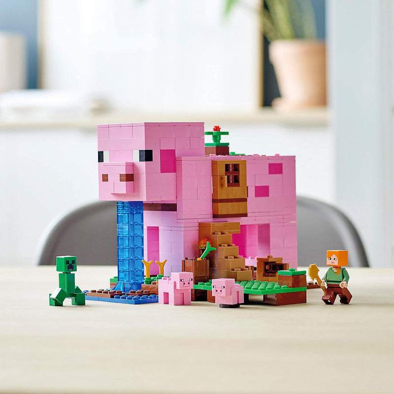 LEGO 21170 Minecraft The Pig House, with Alex, Creeper and 2 Pig Figures, Animal Building Toy, Birthday Gift Idea for Kids, Boys & Girls Aged 8 Plus Years Old