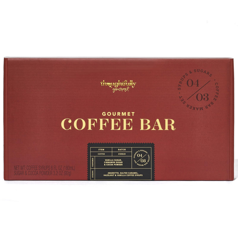 Thoughtfully Gourmet, Coffee Bar Gift Set, Includes 4 Delicious Coffee Syrups, 2 Flavored Sugars and 1 Cocoa Powder to Elevate Your Coffee - Gift Guide