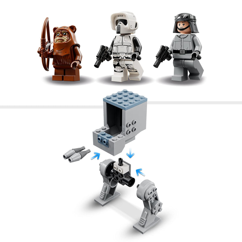 LEGO Star Wars AT-ST 75332 Building Kit; Fun Starter Set for Kids Aged 4 and Over, Featuring an Easy-to-Build Toy Vehicle and Wicket, a Scout Trooper and an AT-ST Driver Characters (87 Pieces)