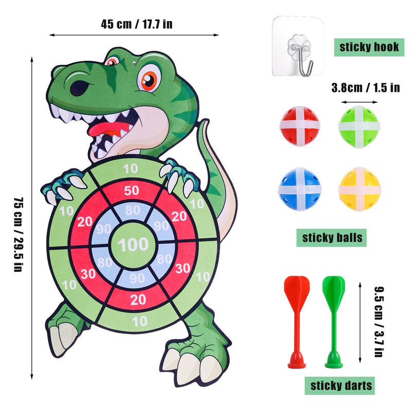 30" Large Dinosaur Dart Board for Kids with 12 Sticky Balls, Indoor Outdoor Sport Games Multi-Player Party Game, Cartoon Animal Dart Board Toys for Kids 3-12 Years Childrens Boys Girls Birthday