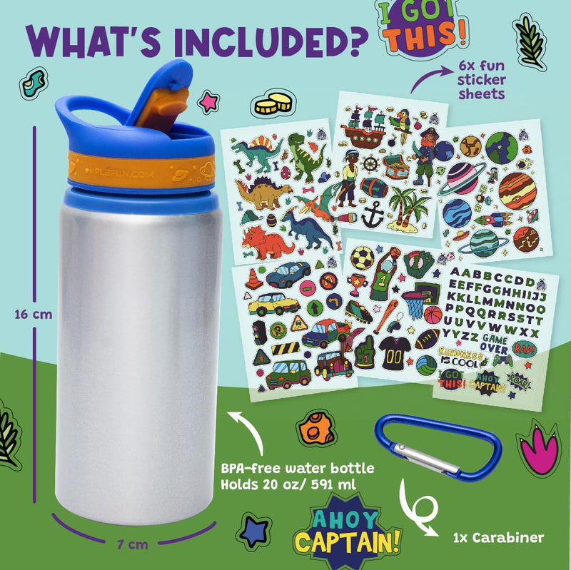 PURPLE LADYBUG Decorate Your Own Water Bottle Craft Kits for Kids - Cool 6 Year Old Boy Gifts Ideas, Birthday Presents for Kids 6-12, Fun 7 Year Old Boy Gifts, Kids Water Bottles, & Crafts for Boys - Gift Guide