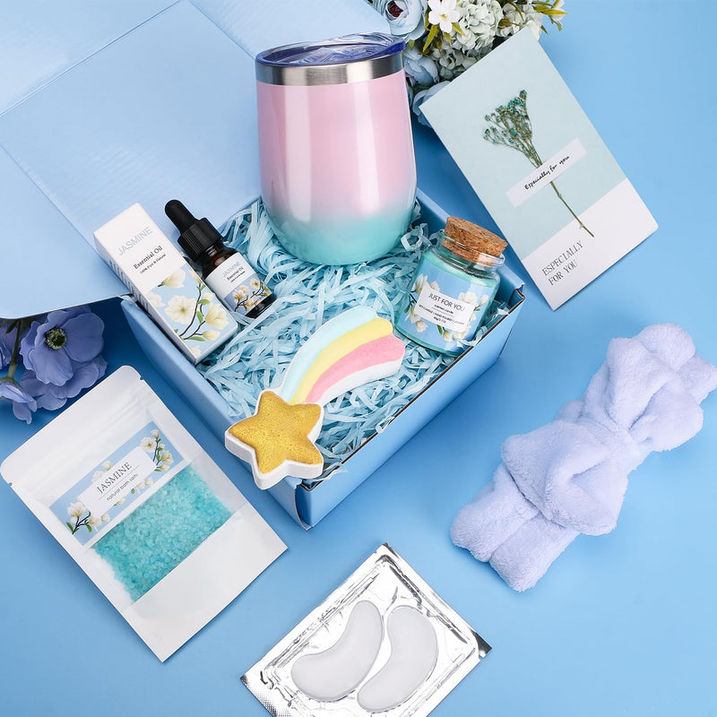 Jasmine Bath Sets Birthday Pamper Gifts for Women Her, Unique Skin Care Self Care Package for Her Pamper Hampers for Women, Birthday Present Gifts Ideas for Women Best Friend Sister Bestie Auntie Mum