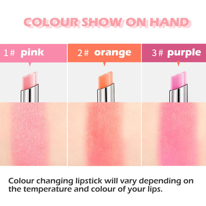 3Packs Colour Changing Lip Balm, Tinted Lip Balm Jelly Lipstick Nutritious Moisturizer Lip Balm Natural Lip Protection Lip Repair Gifts For Teenage Girl (3pcs) - Gift Guide