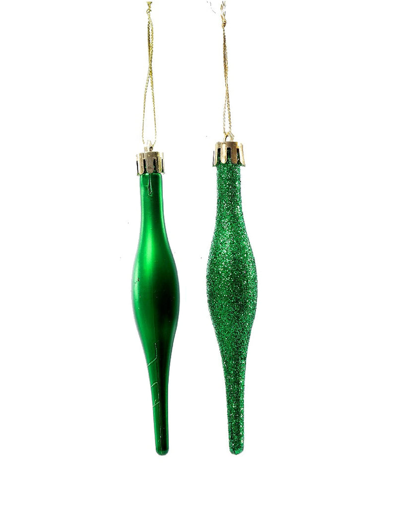 Simply Products 10 Droplet Baubles - Great Christmas Tree Decoration, Matte & Glitter Icicle Baubles (Dark Green Glitter & Matte) - Gift Guide