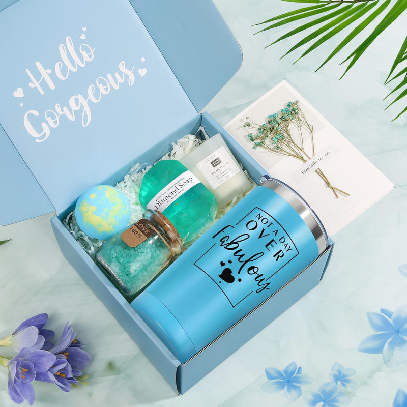 Blue Pamper Gifts for Women, Birthday Gifts for Women, Unique Self Care Package Relaxation Spa Bath Set for Her, Ladies Pamper Hamper Birthday Gifts for Mum, Best Friends, Sister, Wife