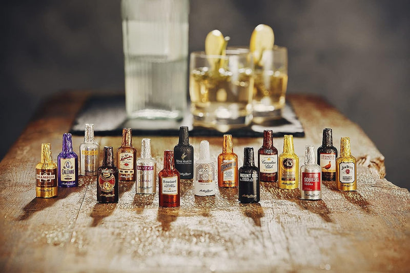 Anthon Berg Liqueur Chocolates Gift - Luxury 16 Dark Chocolate Liqueurs Miniature Alcohol Bottles Selection with Gift Card. Novelty Gifts for Stocking Fillers or Secret Santa Gifts for Women - Gift Guide