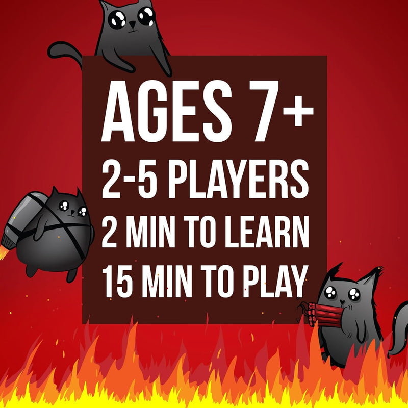 Exploding Kittens Original Edition - 2-5 Players - Ages 7+ - 15 Minutes to Play - High Stakes Card Game - Party Game, Family Game Night, Kid and Adult Card Game