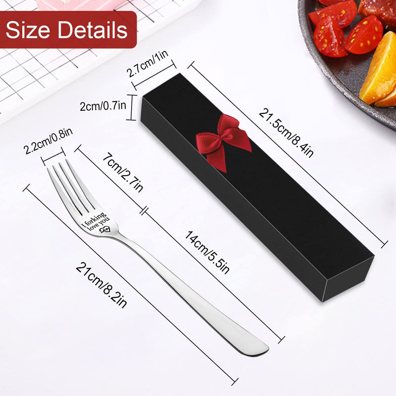 Shining She Engraved Fork, I Forking Love You, Stainless Steel Engraved Fork with Luxury Black Box, Perfect Gifts for Christmas Valentine's Day