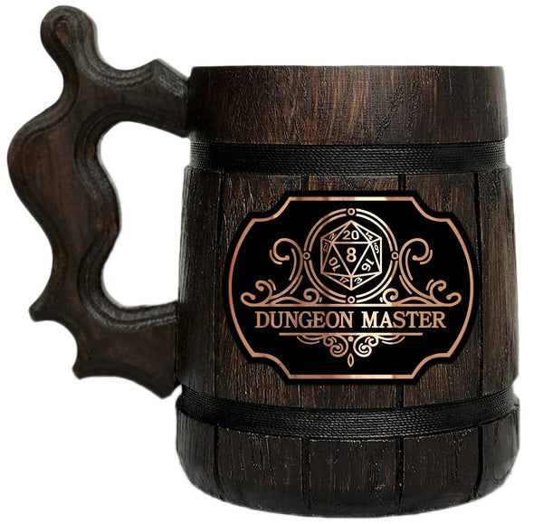 Dungeon Master Mug. Gamer Mug. Wooden Beer Tankard Made in Ukraine. Gift for Boyfriend. Wood Stein Dungeons and Dragons Mug. Wooden Mug. D&D Tankard. Geek Gift for Gamer/for Him. 0.6L 22 ounces