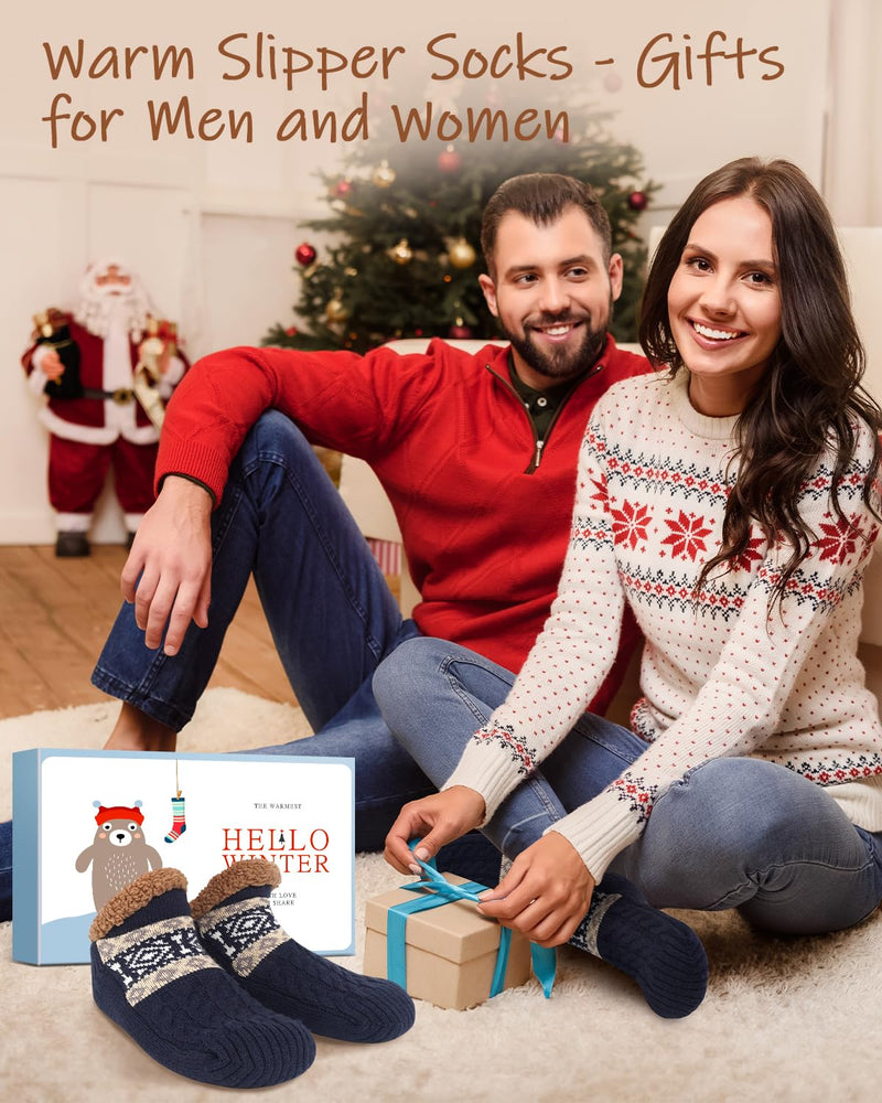 Slipper Socks Mens Stocking Fillers: Christmas Gifts for Men Dad Him Xmas Gifts for Women Men, Slipper Socks Mens Cosy Bed Socks, Secret Santa Gifts Under 10 Pounds Stocking Fillers for Teenage Boys - Gift Guide