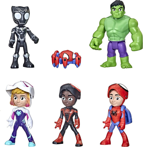 Hasbro Marvel F1486FF2 Marvel Spidey and His Amazing Friends Hero Reveal Multipack with Mask-Flip Feature, 10 cm Action Figure Toys, Kids 3 and Up, Black Amazon Exclusive