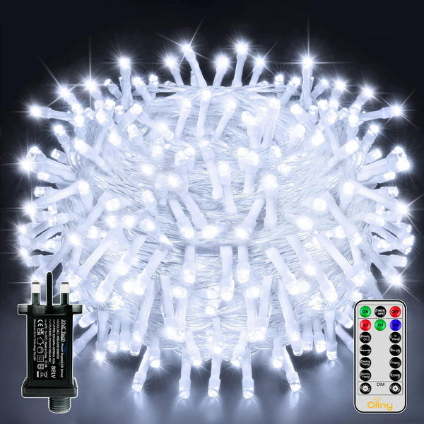 Ollny Christmas Tree Lights, 20m 200 LED Outdoor Fairy Light Mains Powered, Waterproof Cool White String Light with Plug/Remote/8 Modes/Timer, Bright Lighting Indoor/Outside/Garden/Xmas Decorations - Gift Guide