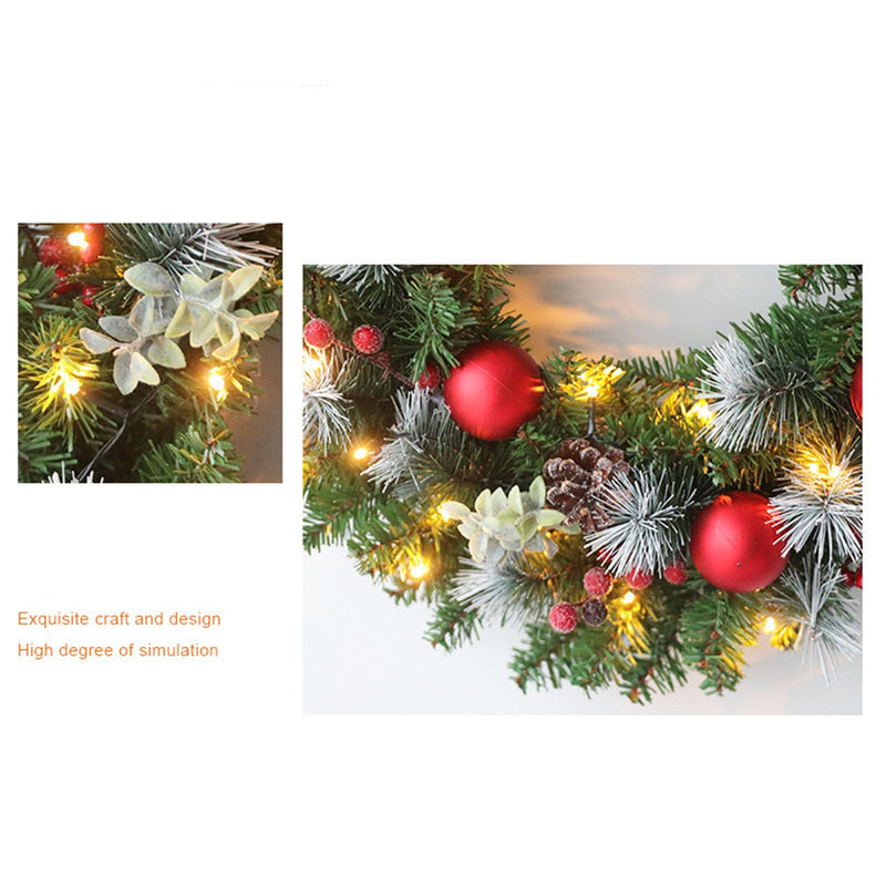 Christmas Wreaths for Front Door Xmas Wreath with Lights Artificial Xmas Garland with Pinecone Berry Decorations for Inside Outside Fireplaces Home Wall Door Stair (30cm) - Gift Guide