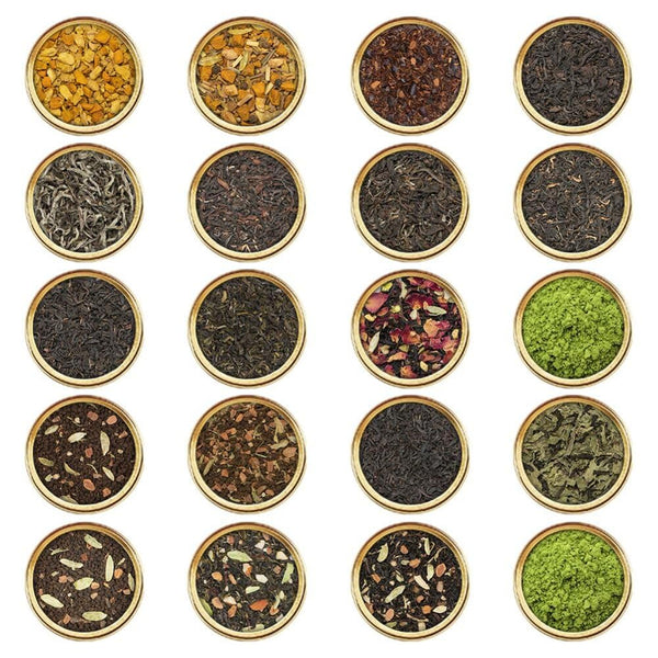 VAHDAM, Assorted Loose Leaf Tea Sampler (20 Teas, 100 Servings) Gluten Free, Non GMO, Tea Variety Pack - Black Tea, Green Tea, Oolong Tea, White Tea, Chai Tea & Herbal Tea | Gifts for Women & Men - Gift Guide