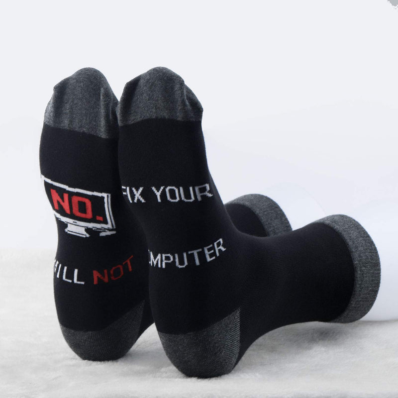 BNQL Computer Programmer Socks Geek Gifts 2 Pairs No I Will Not Fix Your Computer Science Socks Gifts for Computer Nerds Coders (Computer socks)