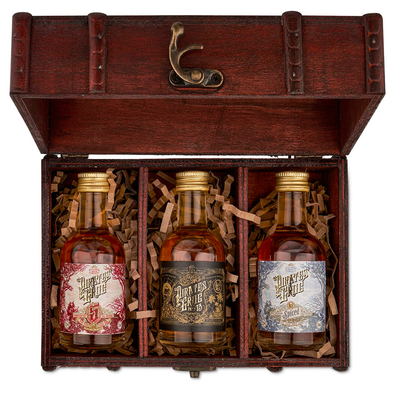 Pirate's Grog Miniatures Gift Set of 3 Rums | Premium Blend | Alcohol Content: Five Year - 37.5%, No.13-40%, Spiced - 37.5% | 3 x 50ml Bottles