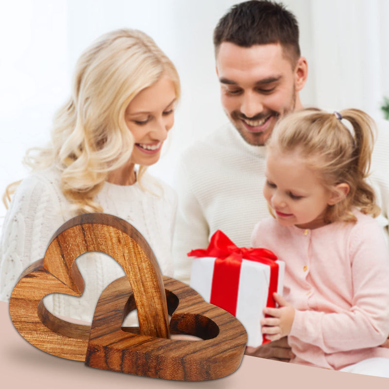 Valentine Day Romantic Heart Gifts for Her, Handmade Olive Wood Hearts Shape for Couple Wife Husband Wedding Engagement Anniversary Birthday Sweet Present (7cm)