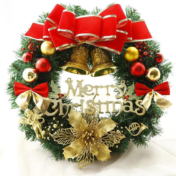 30cm Christmas Garland Wreath,Merry Christmas Wreath Front Door Ornament,Christmas Wreath Decorative Hanging Ornament Window Door Wreath for Party Holiday Décor - Gift Guide