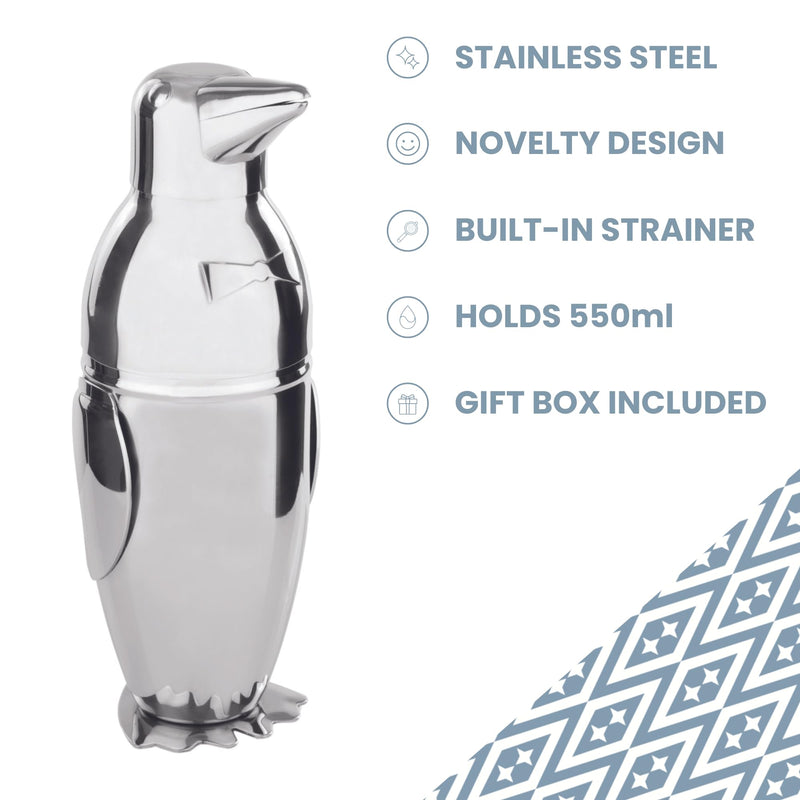 Penguin Cocktail Shaker/Stainless Steel / 550ml / Built-in Strainer