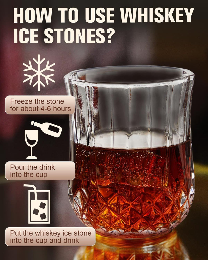 Whiskey Gift Sets for Men,Whiskey Glass Set of 1 with 4 Whisky Stones 1 Crystal Whisky Glasses in Wooden Box Whisky Gift Set Christmas/Birthday Presents Gifts for Men Boyfriend Dad Father