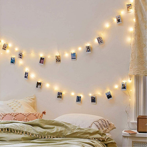 GloBrite 50 LED Photo Clip String Lights | 5M Photo Peg Fairy Lights with 30 Clips | Battery Powered Aesthetic Room Decor Hanging Photo Frames for Bedroom Wedding Birthday Decoration - Gift Guide