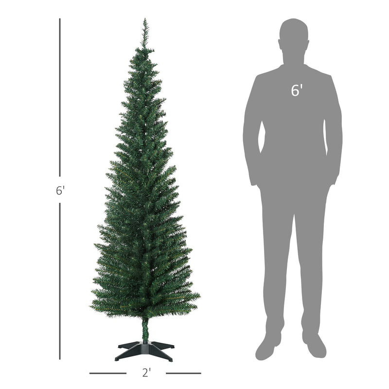 HOMCOM 6ft Unlit Artificial Christmas Tree, Pencil Slim Xmas Tree with Solid Stand and Realistic Branches, Green - Gift Guide