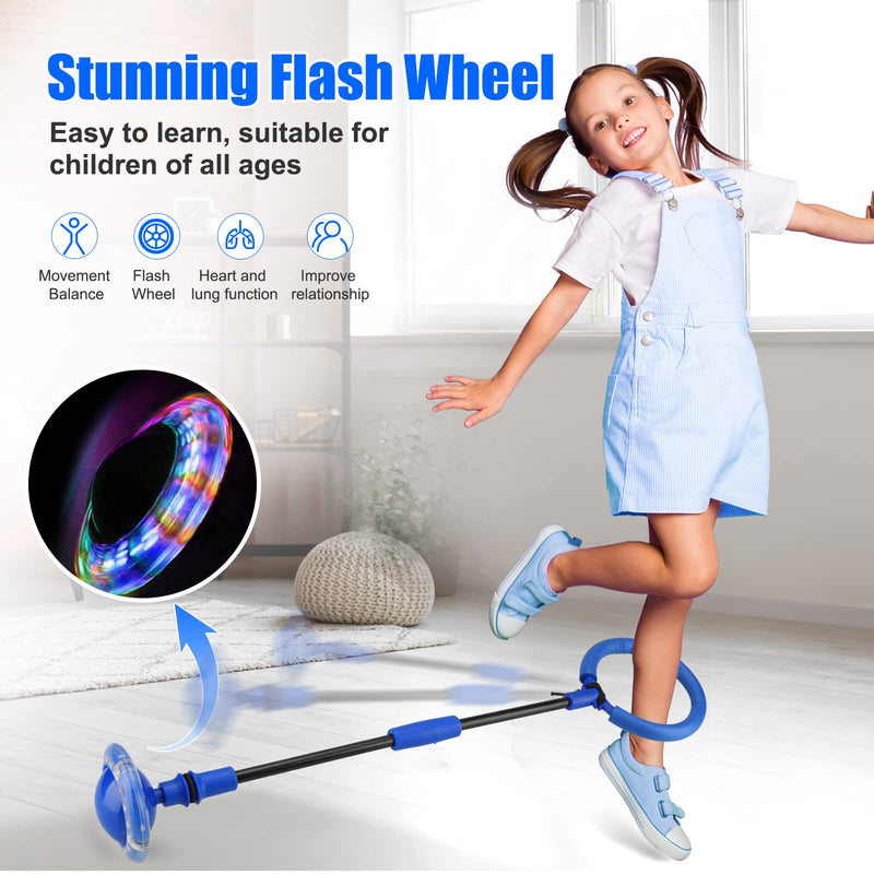 Chridark Ankle Skip Ball for Kids - Foldable Flash Wheel Skip Ball, Outside Game Toys for Kids & Adults, Gift for Boys & Girls Age 5 6 7 8 9 10 Years Old (Blue)