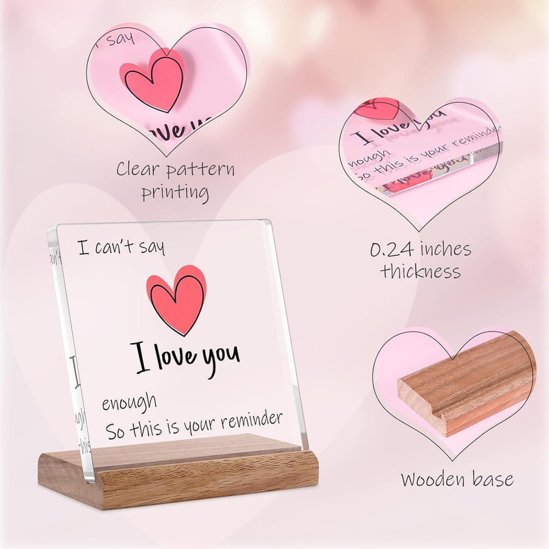 I Love You Gifts for Her Him,Valentines Day Gifts for Girlfriend Wife,Christmas Birthday Wedding Anniversary Keepsake Loving Acrylic Plaque Gifts for Boyfriend Husband Miss You Gifts(LOVE YOU)