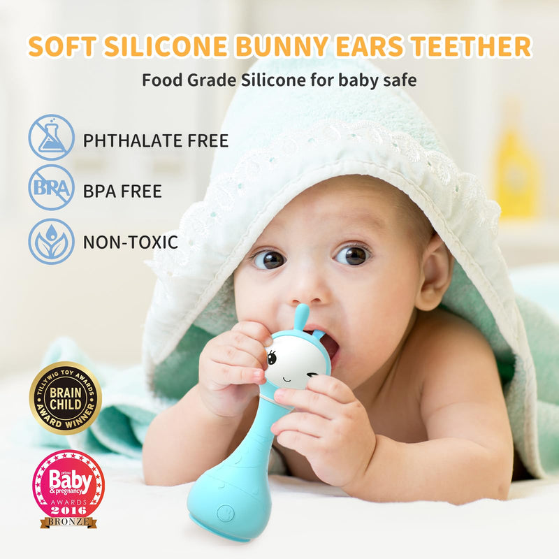 alilo Smarty Bunny Baby Rattle Musical Light Up Sensory Toys, Infants Newborns Baby Teething Toys 0-3-6-7-12 Months,1 Year Old boy/Girl Gifts 4 Music Modes and Color Recognition Function - Gift Guide