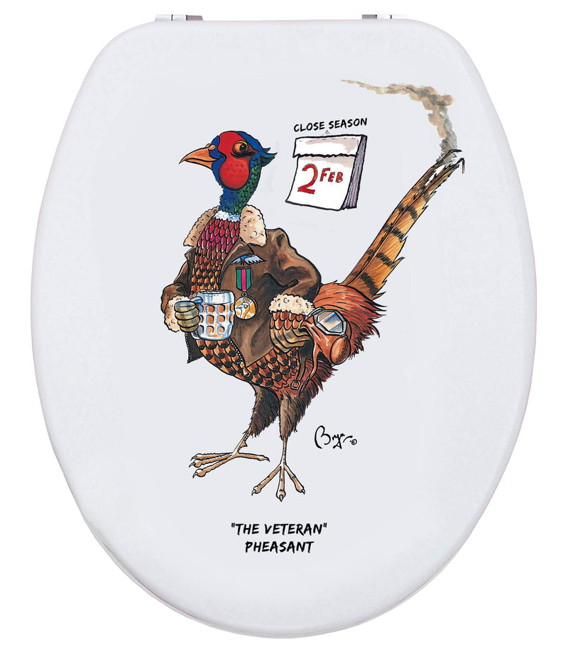 Top & Bottom Fixing Soft Close Toilet seat | The Veteran Pheasant (Shooting) by Bryn Parry | Bathroom Decor | Home Decor | Gifts for Dad & Grandad. New Home Gifts - Funny Novelty Toilet Seats.