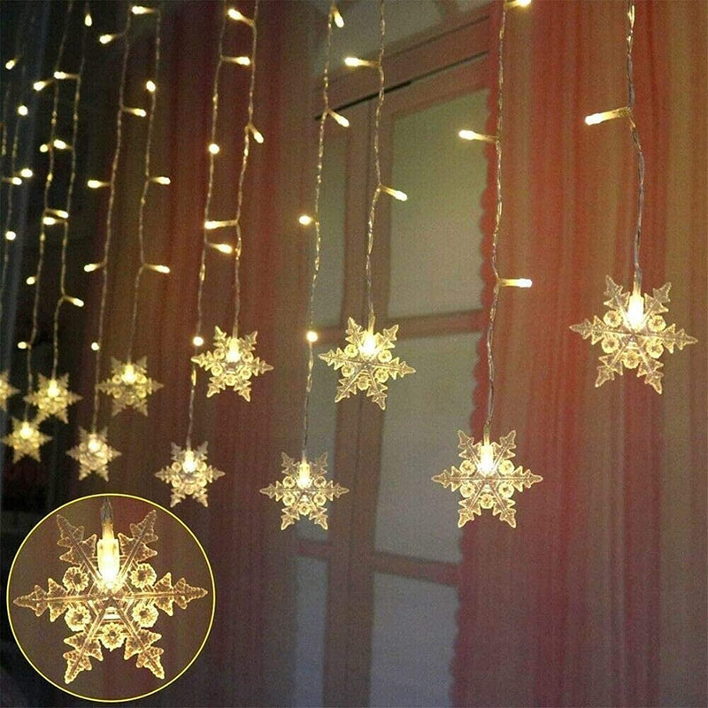 OAICIA LED Curtain String Lights, 96 LED 3.5M Fairy Snowflake Lights, Christmas Lights 4 Flashing Modes,Waterproof Light for Christmas Window, Garden, Party, Patio Decoration - Gift Guide