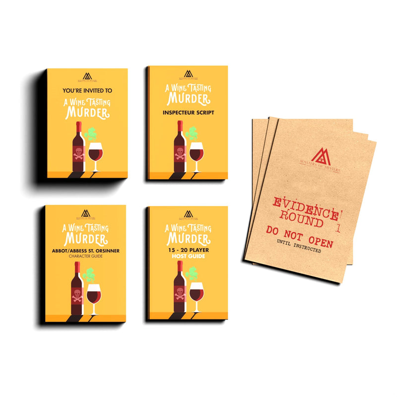 Replay-able A Wine Tasting Themed Murder Mystery Game Kit English 4-20 Players