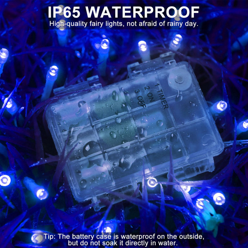 Dalugo Blue Battery Fairy Lights, 3M 30 LED Blue String Lights with 6h Timer, IP65 Waterproof Battery Powered Fairy Lights for Indoor Outdoor Christmas Decorations - Gift Guide