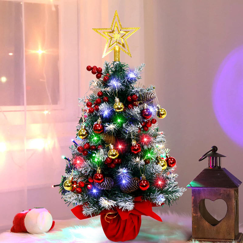 Fayavoo 60cm Mini Christmas Tree Artificial Tabletop Christmas Tree with Lights Christmas Baubles Ball Ornaments, Potted Small Xmas Tree with Christmas Tree Star for Christmas Decorations - Gift Guide