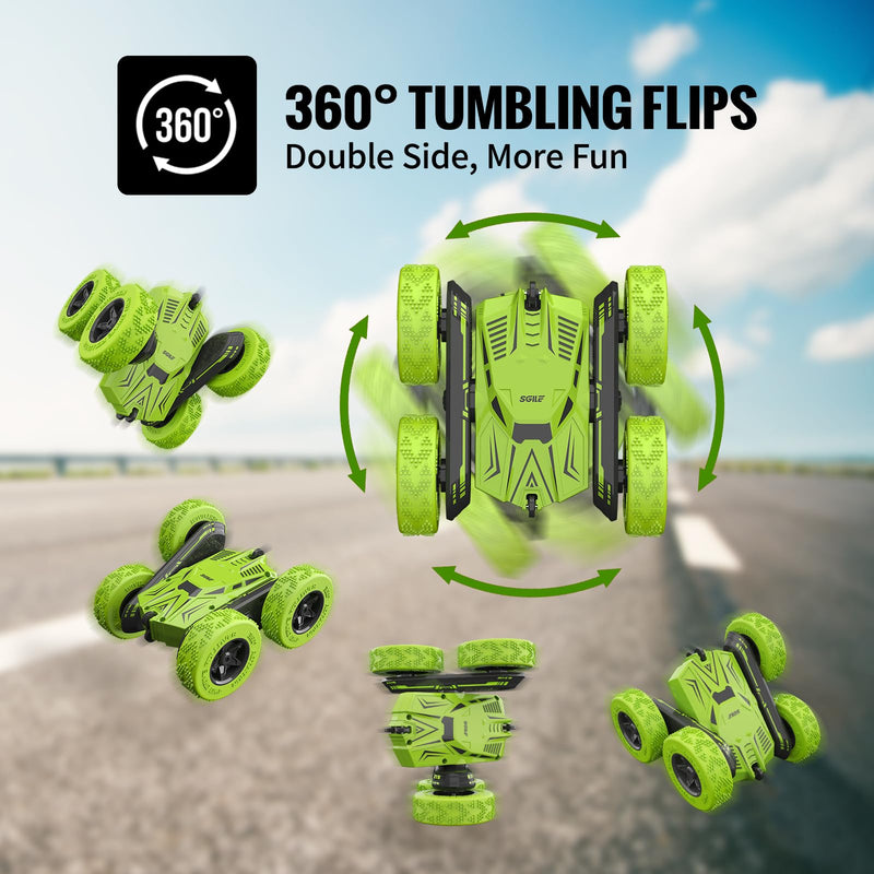 SGILE RC Stunt Car Toys, Direct Charge Remote Control Car with 2 Sided 360 Rotation Gifts for Boys Girls Kids Age 6+, Green - Gift Guide