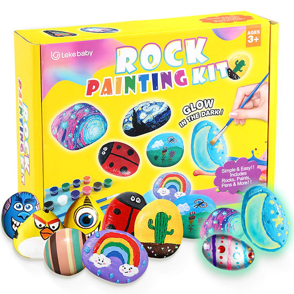 Lekebaby Rock Painting Kit, Arts and Crafts for Kids, Creative Toys & Gifts & Presents for Boys Girls Age 3-12 Year Old - Gift Guide