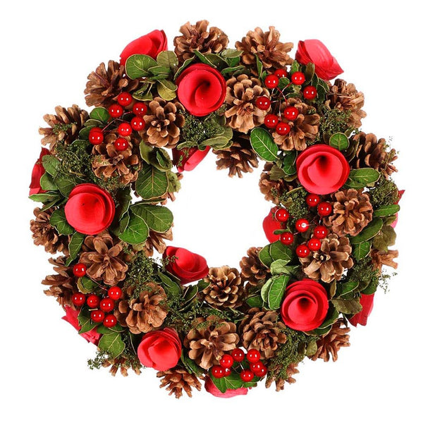 Christmas Wreath Large 14" Front Door Wall Hanging Winter Wreath Garland Ornament (Red) - Gift Guide