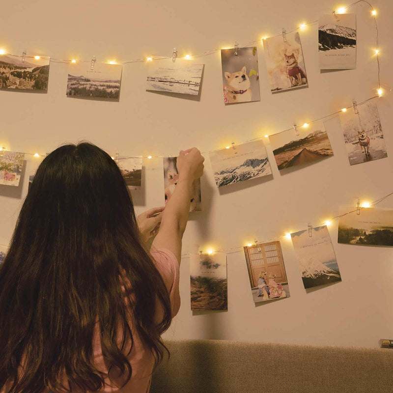 GloBrite 50 LED Photo Clip String Lights | 5M Photo Peg Fairy Lights with 30 Clips | Battery Powered Aesthetic Room Decor Hanging Photo Frames for Bedroom Wedding Birthday Decoration - Gift Guide