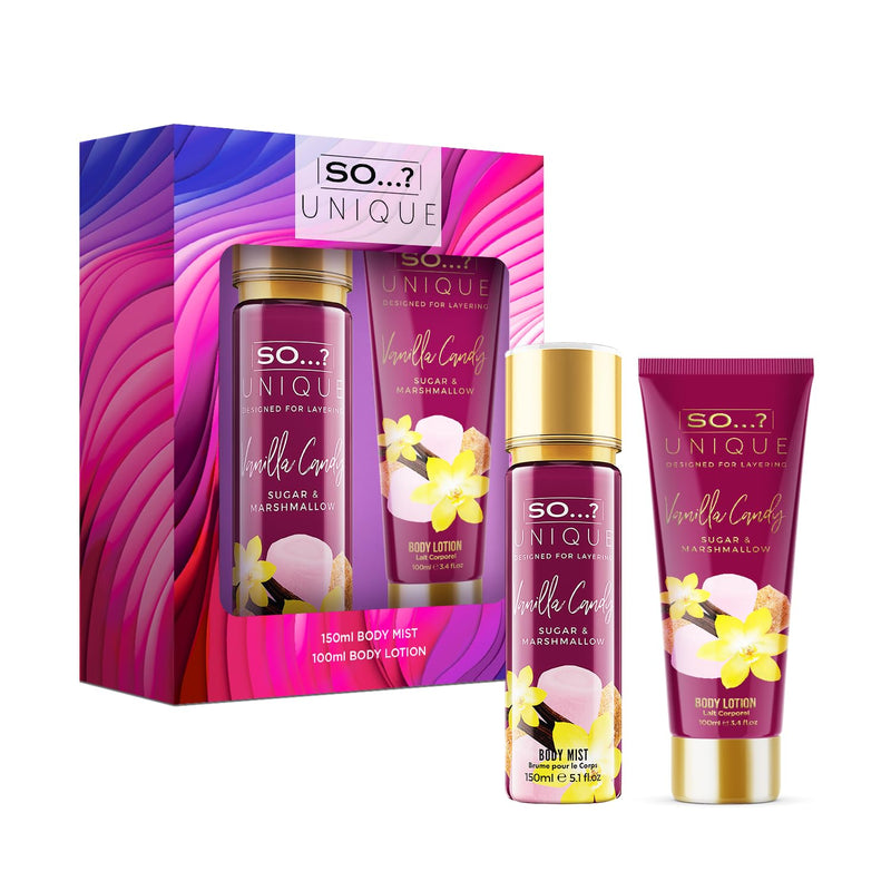 So…? Unique Elegant & Empowered Womens Body Mist Gift Set Bundle, Deluxe Duo Vanilla Candy, Deluxe Duo Sweet Pea & Summer Escapes Grande Set