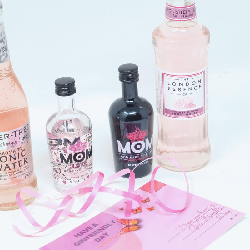 The Peerless Pink Gin &Tonic GiftSet for her - Pink Gin Gift Set Birthday Hampers for Women - Includes 2 Pink Gins, 2 Tonics, Lindt and Cadbury Chocolates - Gin Gifts for Women, Hamper for Her