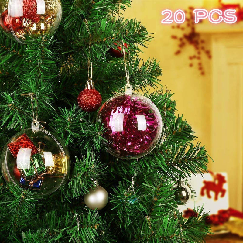 20Pcs 8cm Clear Baubles,Empty Plastic Baubles to Fill, Christmas Tree Decorations Ball for Craft New Years Wedding Party Home Decor - Gift Guide