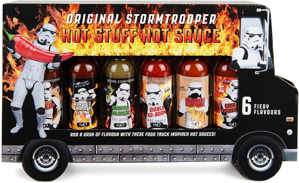 Original Stormtrooper Food Truck Hot Stuff Chilli Sauce Gift Set, Flavours Include Red Hot Lava Flow, Roasted Chipotle, Habanero Heatwave and More, Pack of 6 - Gift Guide