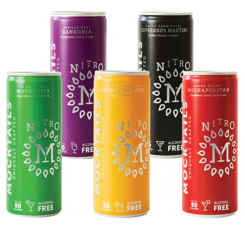 Uniquely crafted, non-alcoholic cocktails. Pack of x4 Espresso Martini, x2 Margarita, x2 Moscow Mule, x2 Cosmo and x2 Sangria. Naturally sourced, nitro charged, ready-to-drink mocktail | 12 x 200ml